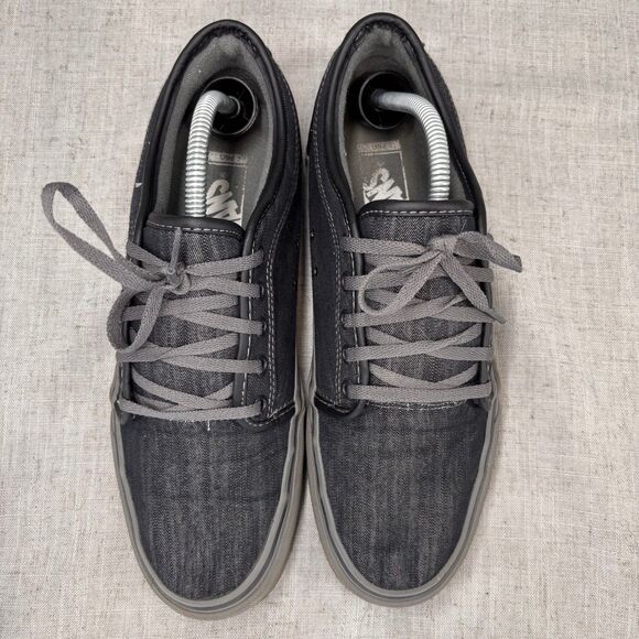 Vans Chukka Low Shoes Grey Black‎ Chambray Lace Up Low Top Skater Men's Size 9 - Picture 5 of 11